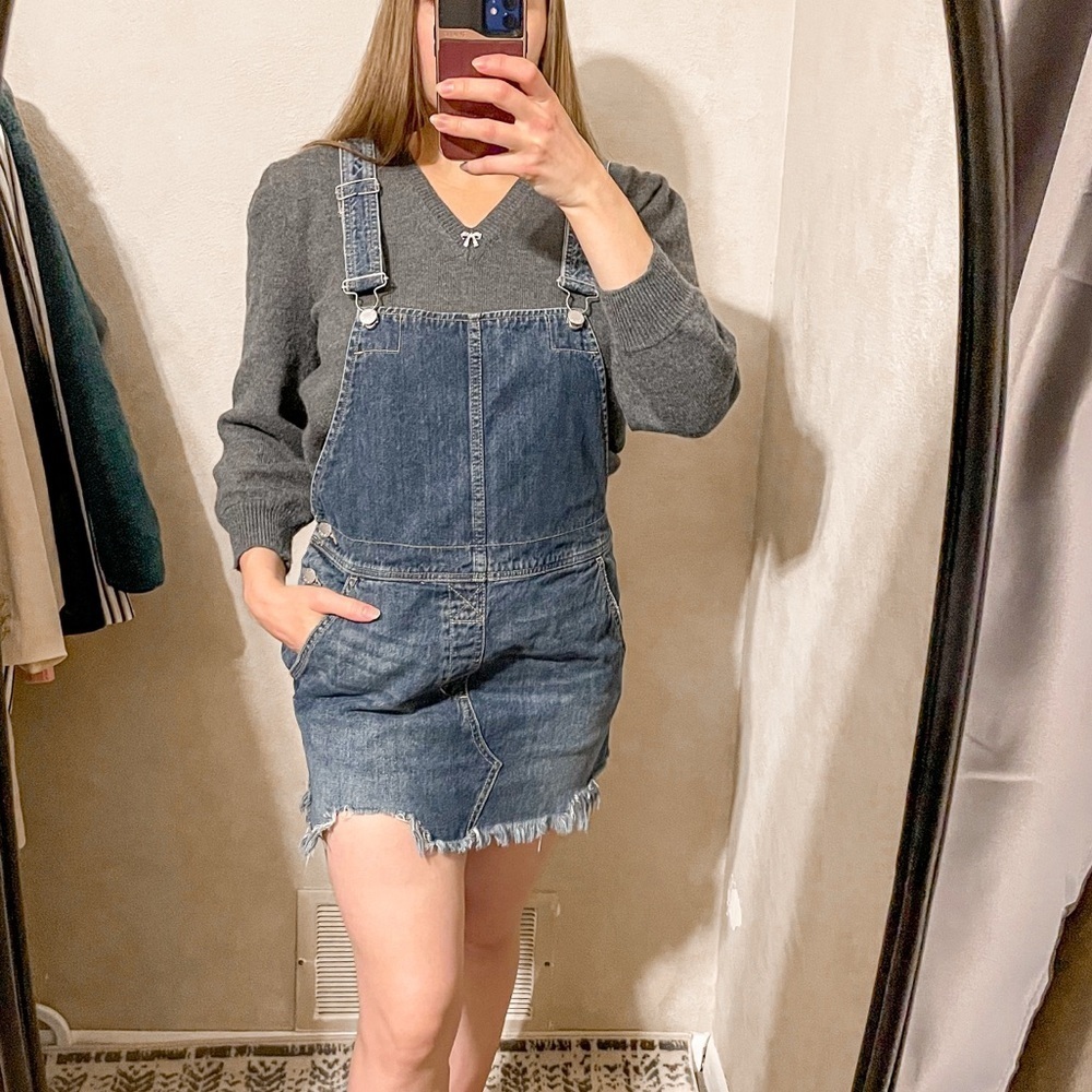 Free People Overall Mini Dress Denim Blue
